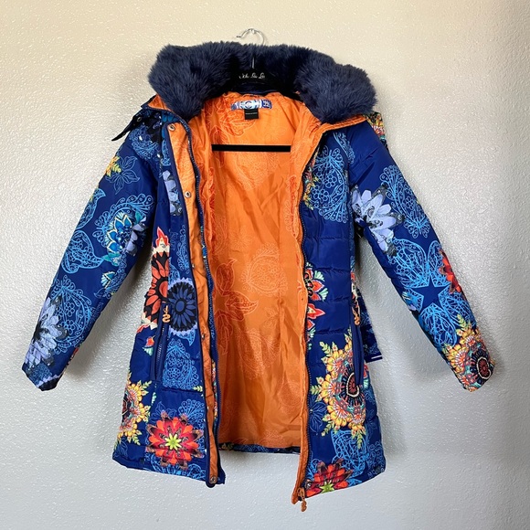 Desigual floral boho puffer jacket. Girls 11/12. Fits. x-small woman - Picture 3 of 8